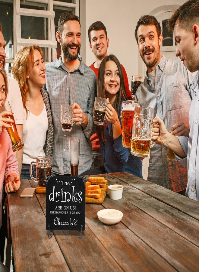 CYUXING Bar Sign Bar Table Decoration, The Drinks Are on Us! Cheers! Gifts for Colleagues, Bosses and Besties, Pubs Decorations Desk Table Accessories for Bridal Shower Wedding Shower Home Set - Image 4